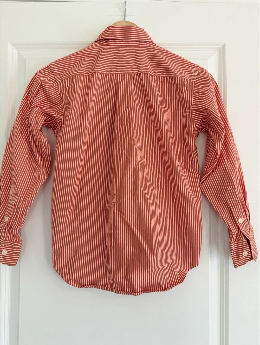Ralph Lauren Kids Striped Button-Up Shirt Orange/White Boy’s Size S 8/10 Preppy